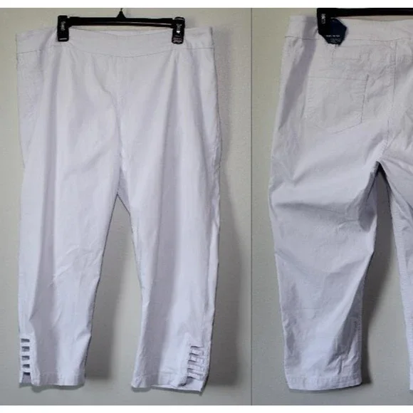 NWT Soft Surroundings Super Stretch Lattice Capri Pull On Pants Wht Plus Size 1X - Picture 12 of 13